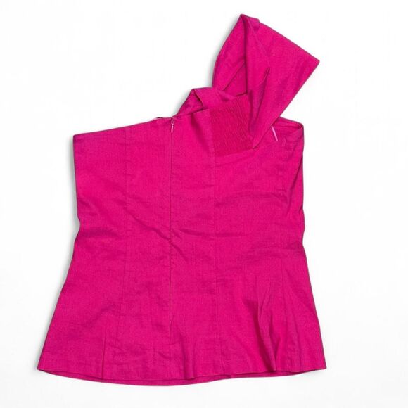 Zara Pink one shoulder top with knot detail & back zipper Size XS - Picture 6 of 8